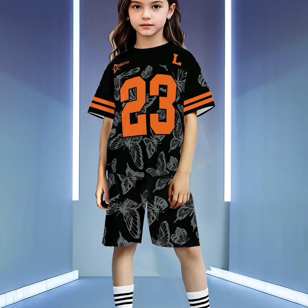 wholesale girls' short-sleeve and shorts sets, fashionable spring, summer, and autumn outfits for girls