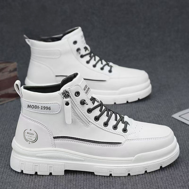 Boots for men 2025winternew arrival high-top casual white sneakers leather thick soleworkwear boots for men