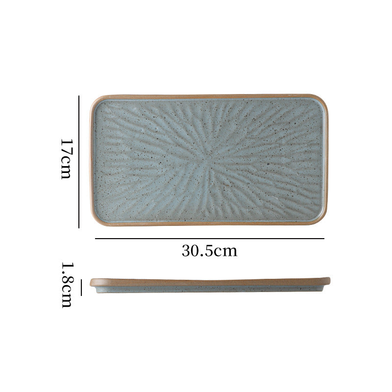 Japanese-style ceramic creative retro rectangular flat plate fish plate restaurant home hotel unique serving plate dessert plate square plate