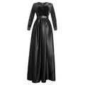 African dress women's european and american  cross-border hot style autumn and winter fashion deep v velvet long sleeve flared maxi dress * includes belt