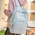 Korean style heart & polka dot backpack - women's large capacity college style student backpack - trendy, versatile, and cute
