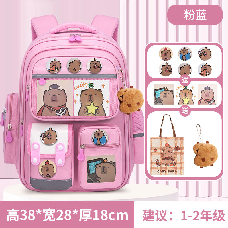 Kapibara new primary school bag, men's and women's 1-3-6 grades, light spine protection, large-capacity children's backpack