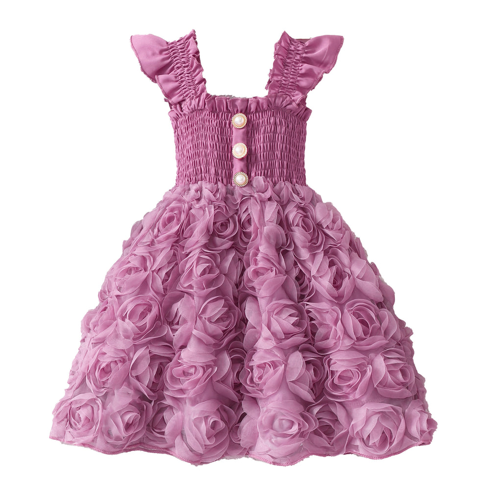 Baby & toddler (girls') dress, 3d rose bouquet bustier flutter sleeve dress