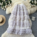 Fairy wind 3d floral mesh midi skirt - women's summer high-waisted a-line skirt - french chic, soft & versatile tulle skirt