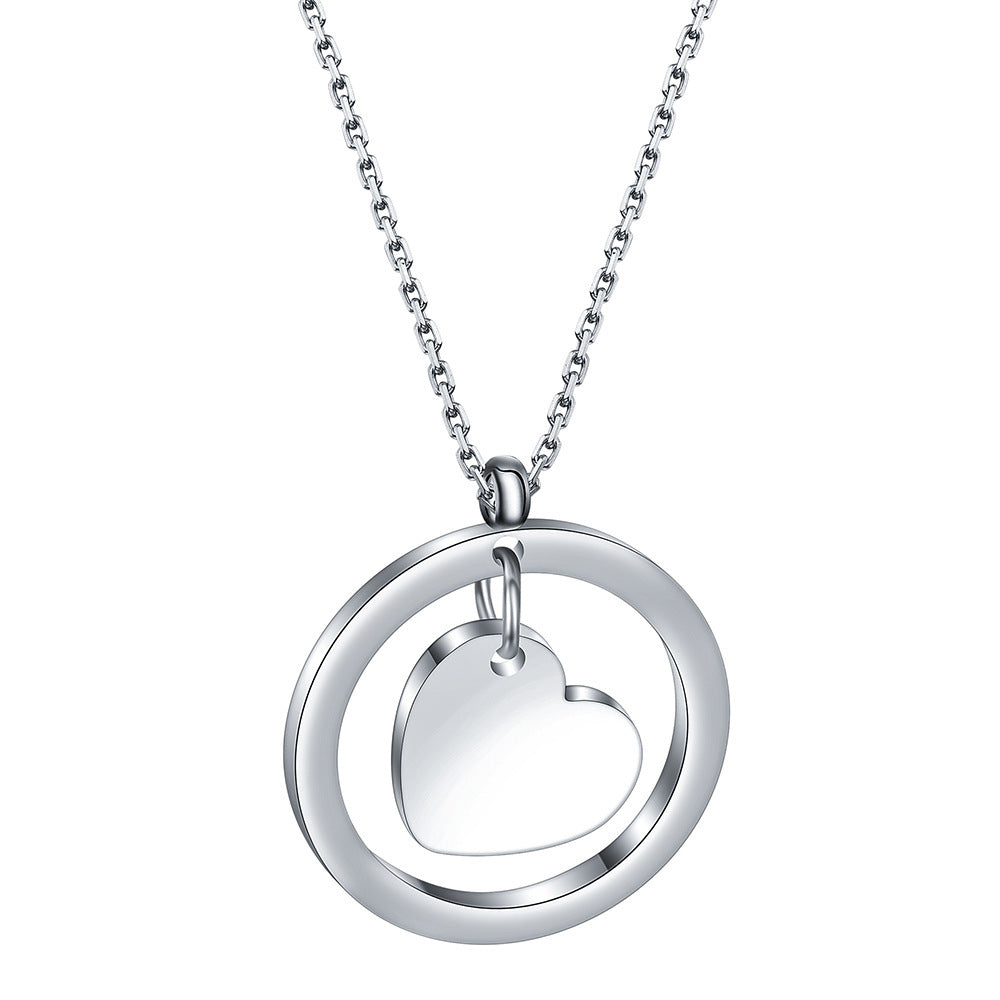 304 stainless steel 26 letter round hollow heart initial necklace - personalized name engraving couple gift necklace for women