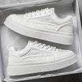 Men's winter breathable trendy versatile casual white skate shoes - youth anti-slip athletic platform sneakers - height increasing white shoes
