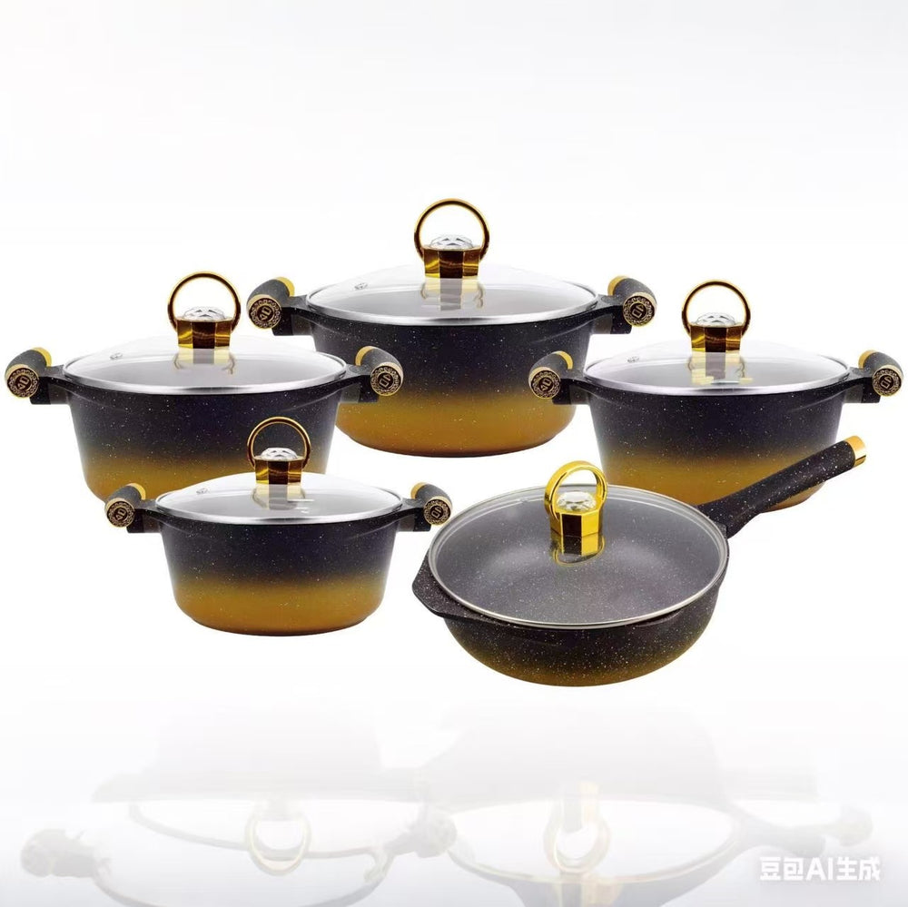 Exportexportfor home non-stick stone soup pot 10-piece set 10 pcs advanced non stick pot