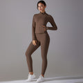 New arrival: solid color antibacterial seamless underwear zip-up yoga set - two-piece activewear for running and fitness