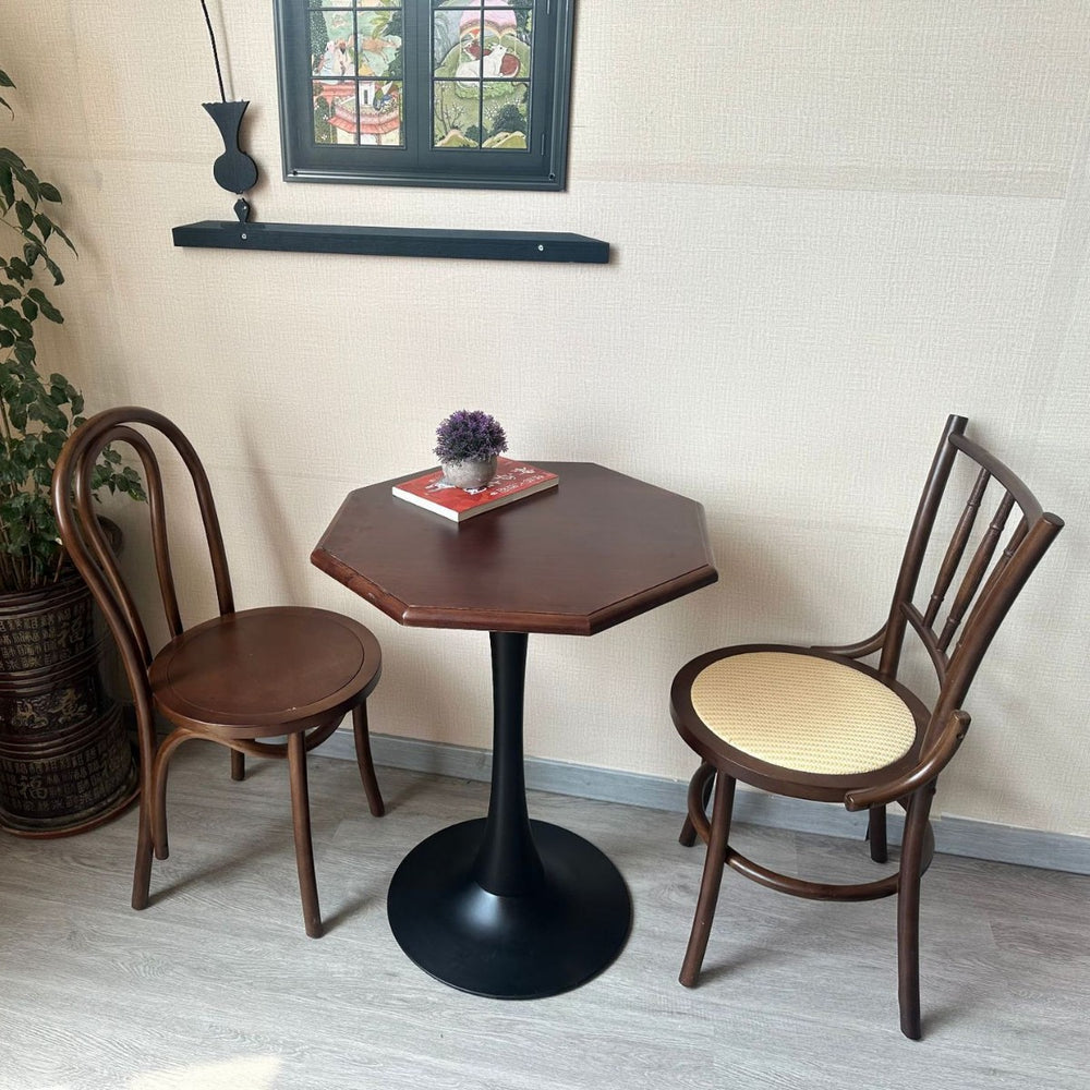 American medieval style solid wood dining chair cafe table and chair square table rattan chair back chair dining table set retro style