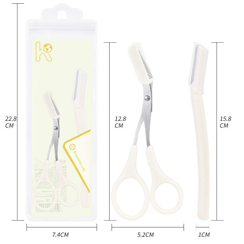 Colorful fenling eyebrow trimming 2-piece set, safe and sharp macro blade eyebrow trimming knife, multi-purpose eyebrow comb, novice anti-scratch
