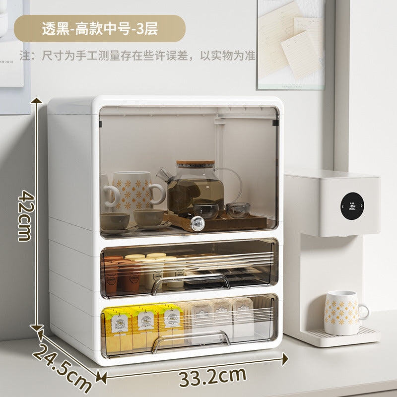 Storage box, drawer, multi-layer snack rack, kitchen desktop, tea cup rack, tea set, storage rack, water cup rack.