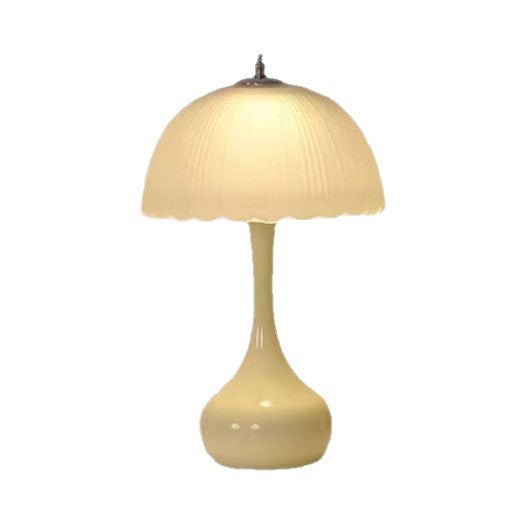 Creamy yellow decorative table lamp for kids' room - bright glass bedroom bedside e27 lamp for girls' bedroom