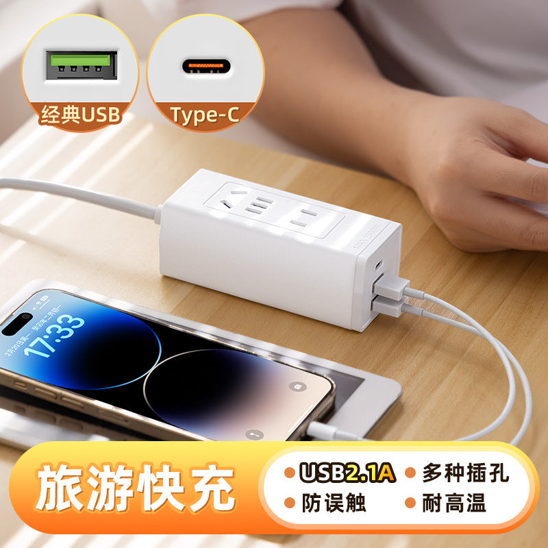 Mini socket power strip - multifunctional usb fast charging power strip - portable power strip for office, travel, and everyday use