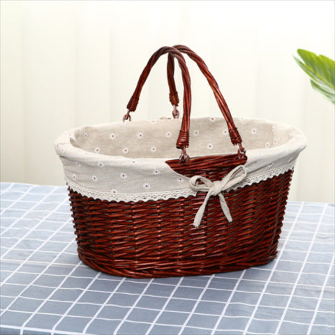 Rattan picnic basket, picking basket, storage basket, shopping basket, bamboo basket, gift basket, wicker fruit basket, hand basket, grocery basket