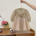 Girls' dress  spring new style chic elegant formal dress oversized bow little girl princess dress trendy