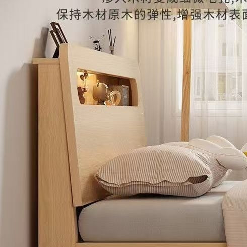 Solid wood bed - modern minimalist design 1.8m - double bed for home use 1.5m - budget-friendly 1.2m single pine wood bed for rental properties