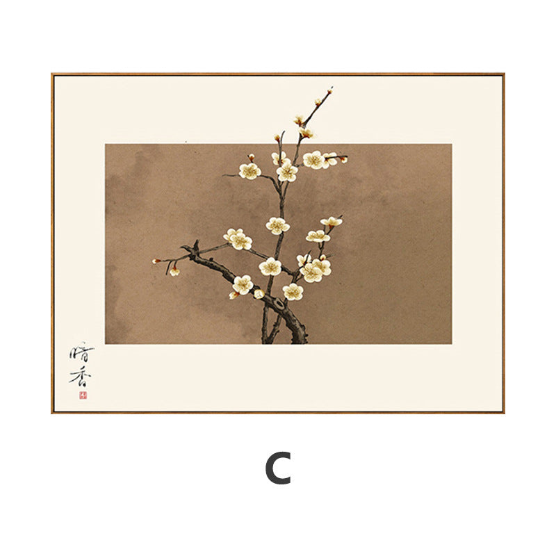 Dark fragrant plum blossom new Chinese meter box decorative painting free punching push-pull distribution box blocking weak electric box restaurant hanging painting