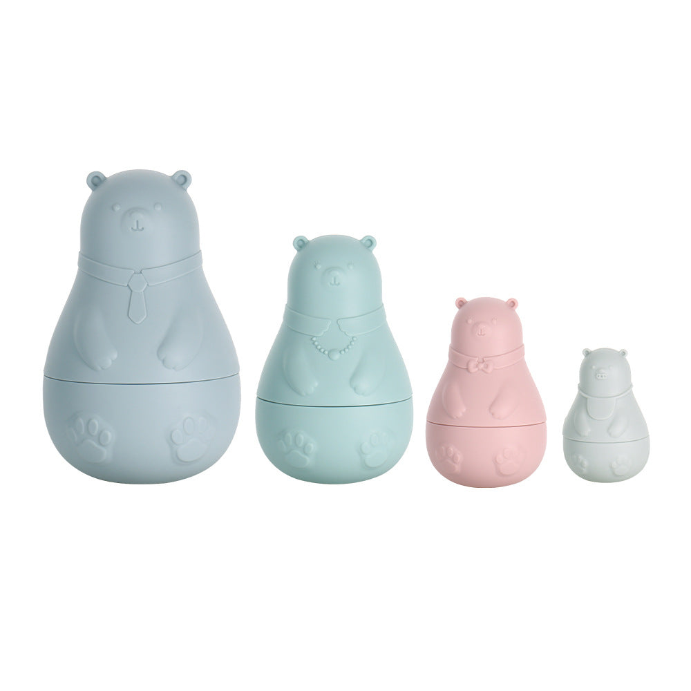 Factory new silicone matryoshka doll early education puzzle building block toy baby silicone assembled bear doll
