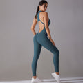 European and american style one-piece zippered yoga bodysuit - women's activewear, compression fit, cutout back, running & fitness jumpsuit