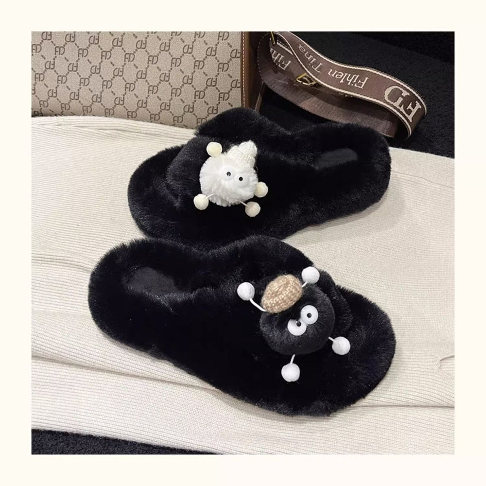 Thick sole furry slippers non-slip cartoon cute kitten outwearstuffed velvet cotton shoes for women autumn winternew arrivaleasiest for match