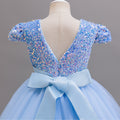 Ready-to-ship, european and american style girls' evening gown, long, puffy skirt, high-end children's dress with sequin embellishments