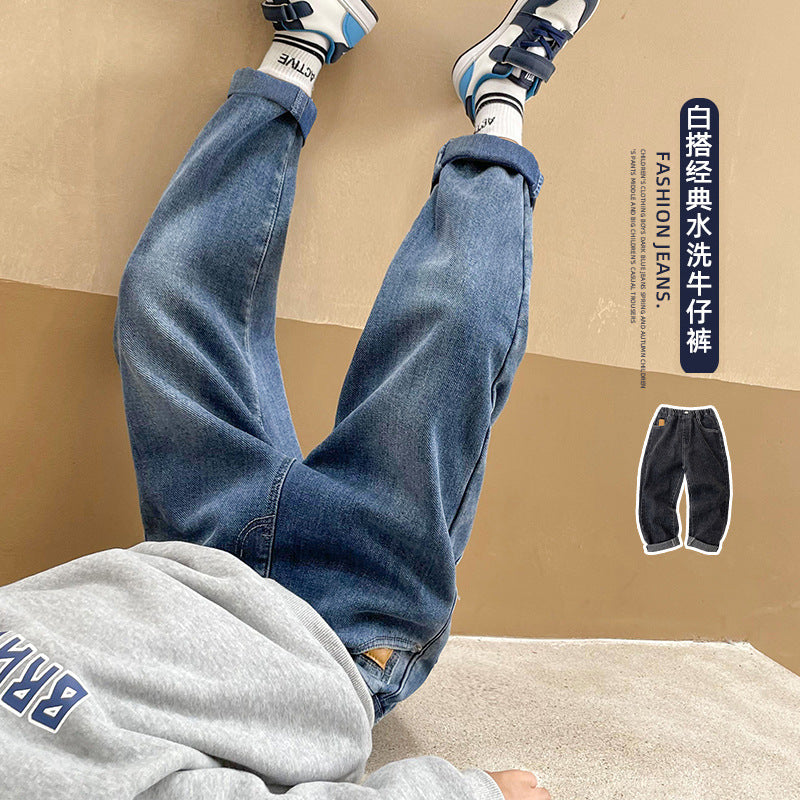 Boys' spring/autumn jeans - new  collection - kids' pants - mid-to-large size - loose fit - korean style - trendy