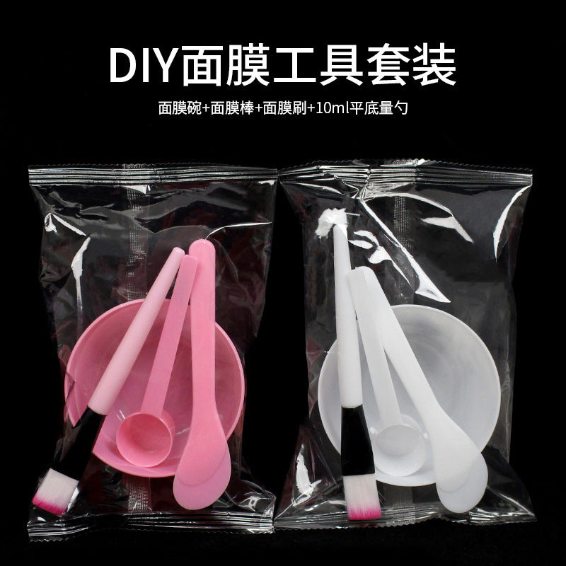 Wholesale facial mask bowl set - 4-piece kit with mask stick, mixing bowl, and spoon - individually packaged mask application tools