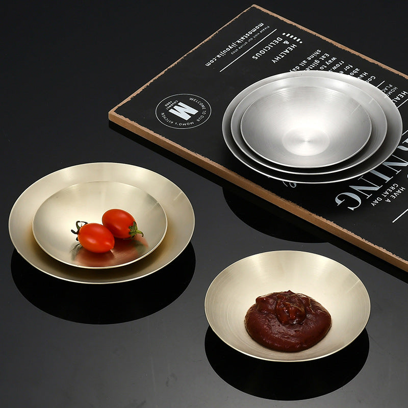 304 stainless steel korean style seasoning dish round side dish kimchi plate hot pot sauce dish soy sauce dipping dish tableware