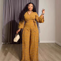 European and american cross-border women's clothing  new collection: african-inspired sweet floral tie-top and high-waisted wide-leg pants set