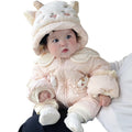 Newborn & infant winter long-sleeve sweet & thickened romper - adorable baby girl cotton outfit for first birthday & extra warm outdoor wear