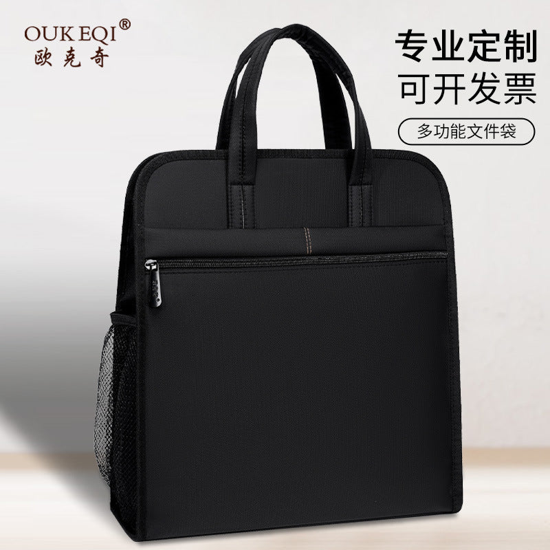Large capacity vertical briefcase - waterproof oxford cloth document bag for meetings and travel