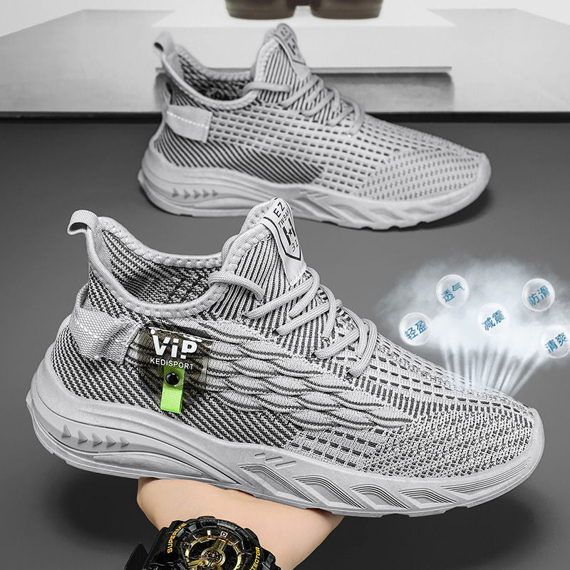 New casual men's shoes: trendy, breathable, winter flyknit sneakers - lightweight, versatile, work shoes, mesh shoes, men's athletic shoes