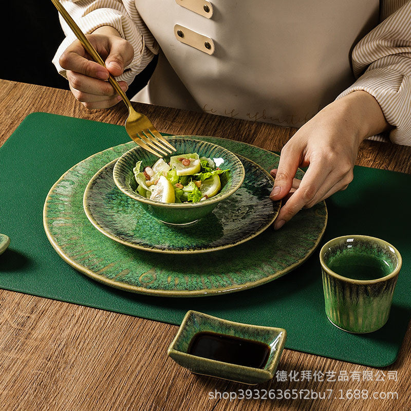 Japanese creative kiln-turned tableware ceramic suit restaurant for home model room stylish ceramic plate for one person to eat