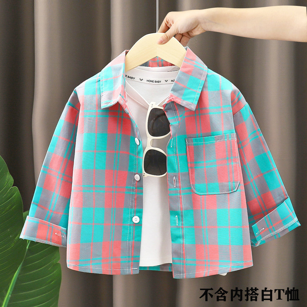Kids' shirts: new  styles for boys - stylish cotton plaid shirts for spring and autumn. fashionable turn-down collar cardigans for toddlers and young children