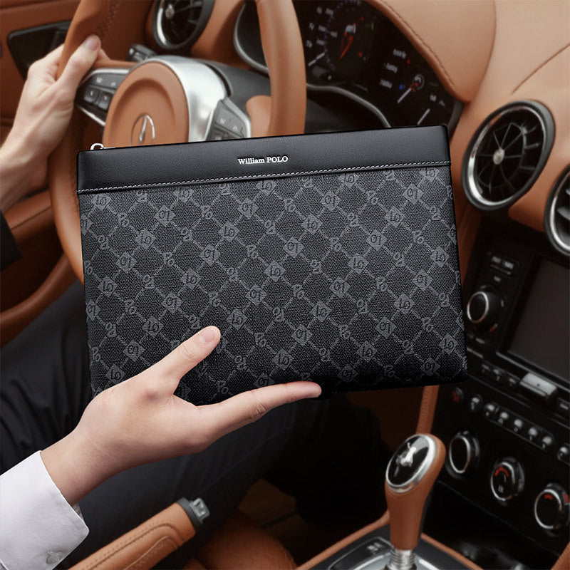 Emperor Paul Handbag Men's Premium Handbag Men's Soft Large Capacity Business Casual PVC Envelope Bag Men's