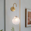 French cream style glass feather wall lamp - bedroom, bedside, living room, background wall, popular corridor, light luxury lighting fixture