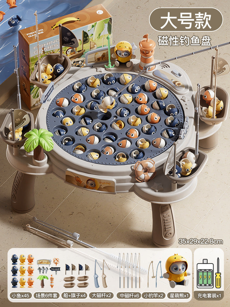 Kids electric magnetic fishing toy board game fishing platform fish pond fishing rod fishing puzzle family boy girl toy