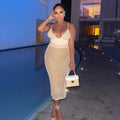 summer new arrivals: european and american style women's fashion - sexy spaghetti strap backless bodysuit top with hollow-out knit skirt set