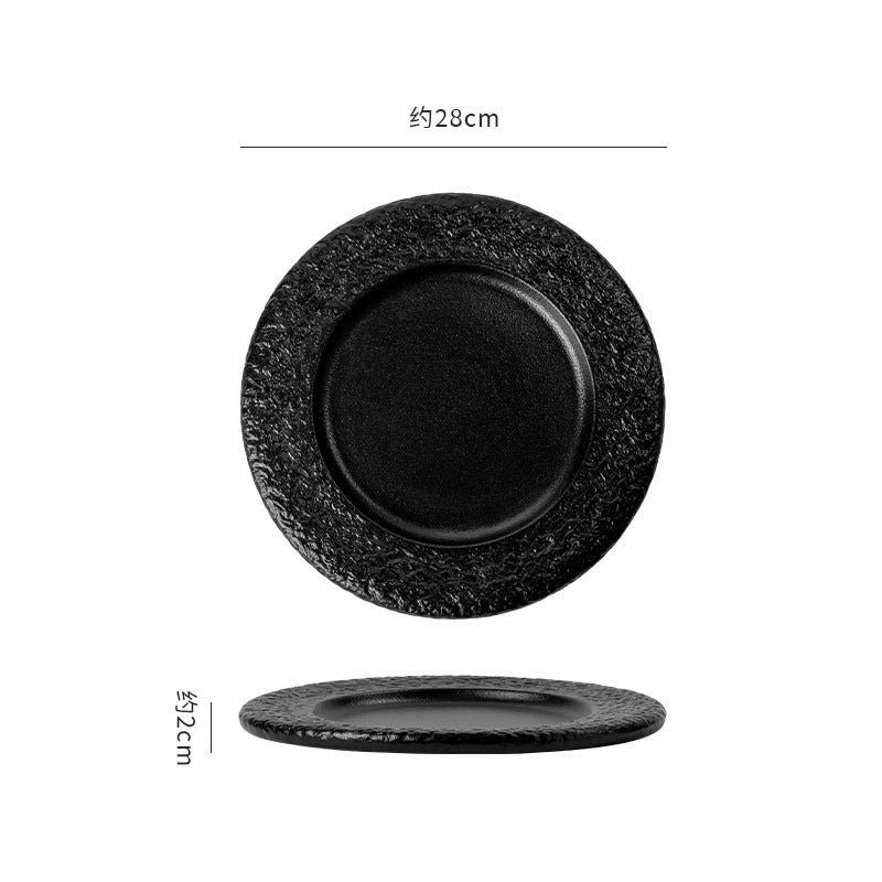 Minimalist rock texture western dinner plate - matte finish, creative restaurant & hotel steak plate, high-style home dinnerware