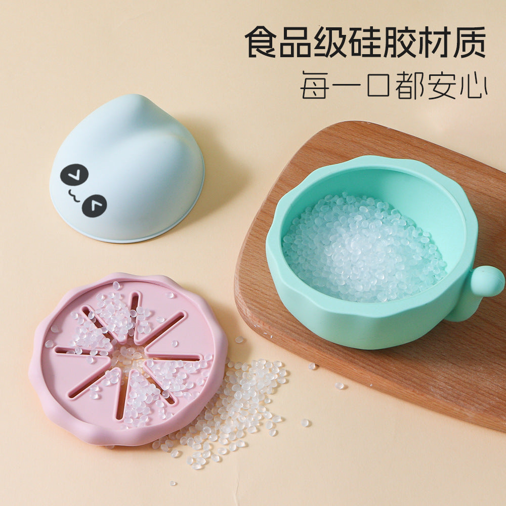Food-grade silicone baby food bowl, portable utensils, children's supplies wholesale, new cartoon snack bowl with lid