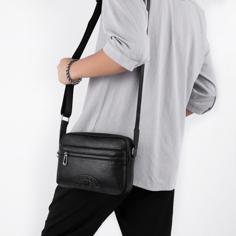 Men's bag messenger bag genuine leather men's bag horizontal style first layer cowhide bag soft leather bag business leisure shoulder bag trend