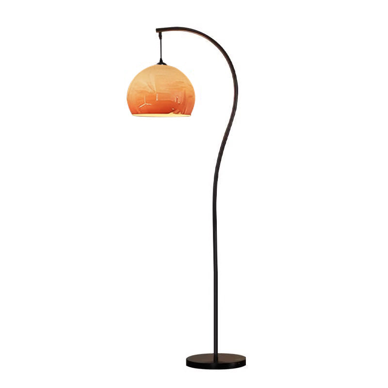 Vintage brown floor lamp s-shaped light luxury high-end ambiance fishing light living room sofa side bedroom bedside lamp