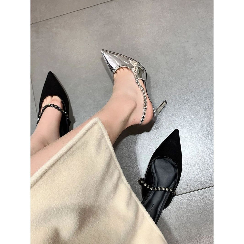 2024 new pointed-toe rhinestone silver high heels - elegant women's stiletto pumps, heels, and sandals - trendy ins style