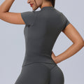 European and american style crew neck quick-dry yoga top t-shirt - slim fit, stretchy activewear for women - custom oem short sleeve fitness apparel