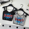Retrofashion hot girl style sling tube top vest women's summerlettersequinshortpetites street tops trendy
