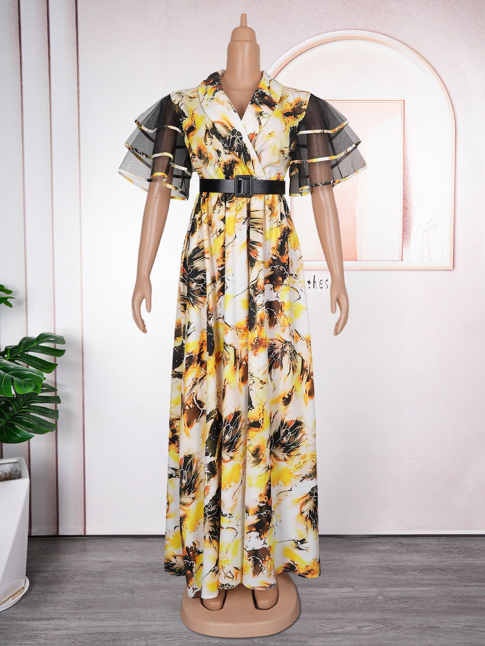 new african plus size women's printed dress - in stock -  &  - bubble sleeve maxi dress
