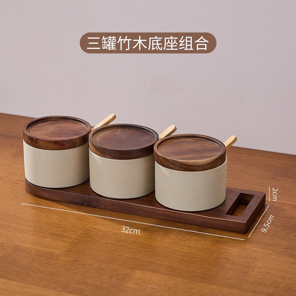 Japanese ceramic seasoning jar set - salt, msg, chicken bouillon, chili sauce, condiment storage for home kitchen, commercial restaurant, and hotel use