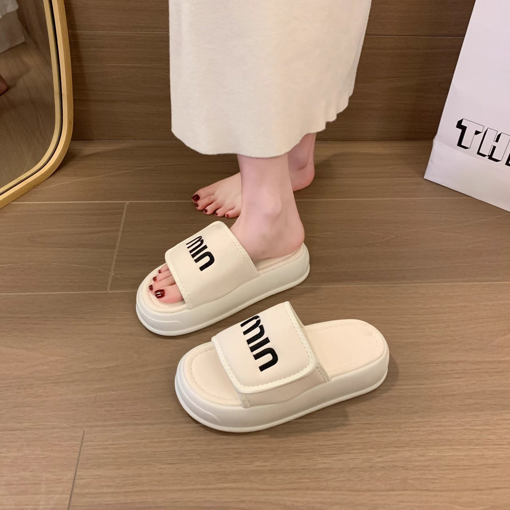 Trendy and comfortable embroidered letter flip-flops - 2026 indoor/outdoor fashion sandals - trendy and stylish women's platform slippers
