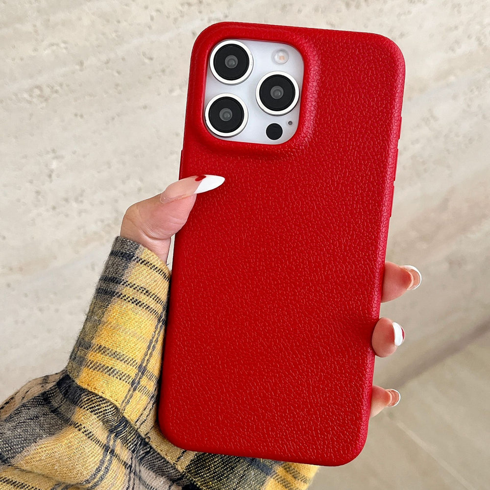 Leather pattern suitable for apple 16promax simple pure color mobile phone case iphone12/15 anti-fall tpu protective cover