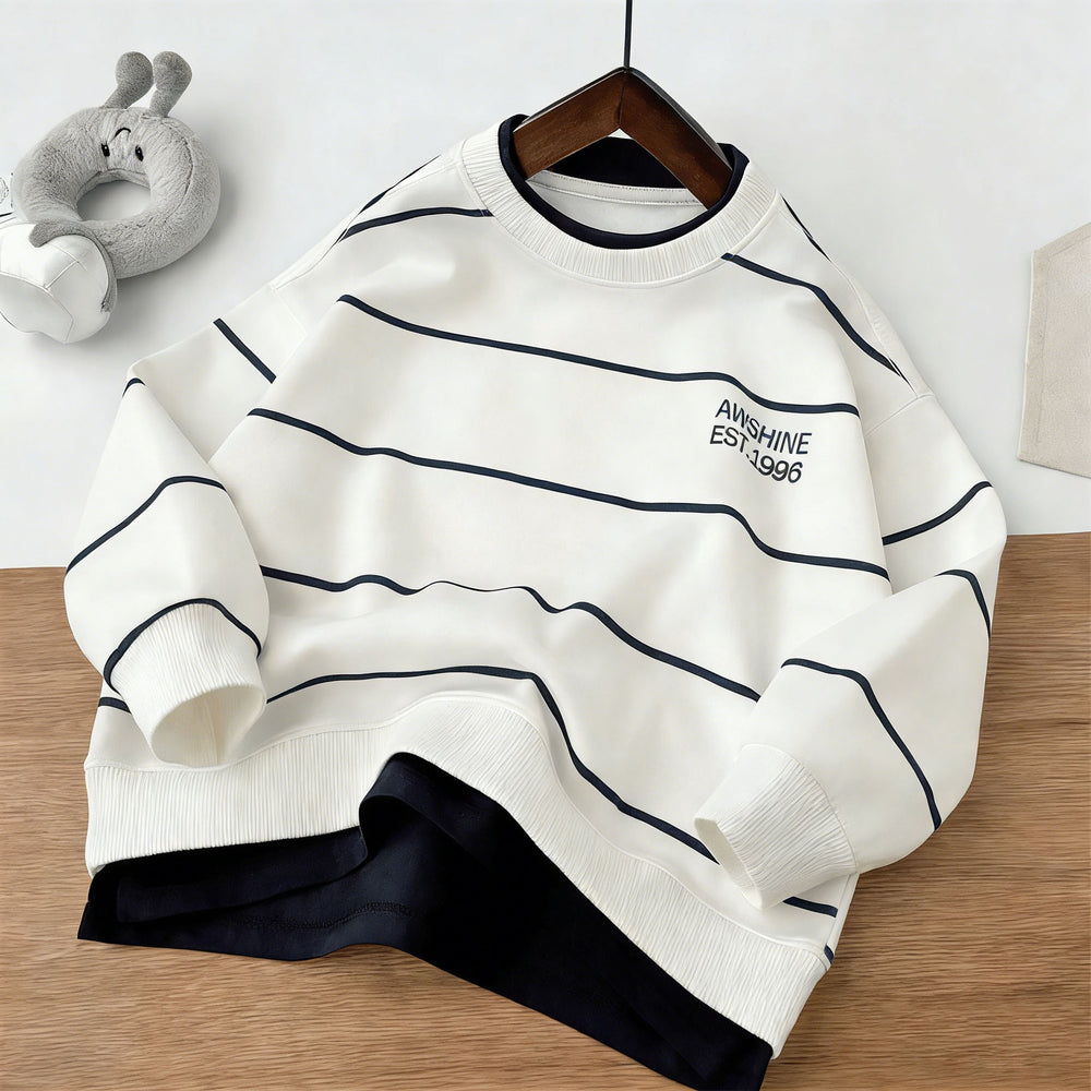 Kidssweatshirtfake two-piecenew arrivalk-stylesweatshirtstripesspring & fallchildren's western style handsome children's clothingspring & falltops